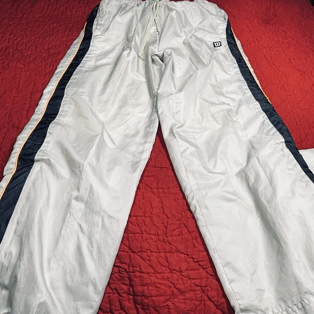 Vintage Wilson Nylon Windbreaker Warmup Tracksuit Set Men's Large White Blue